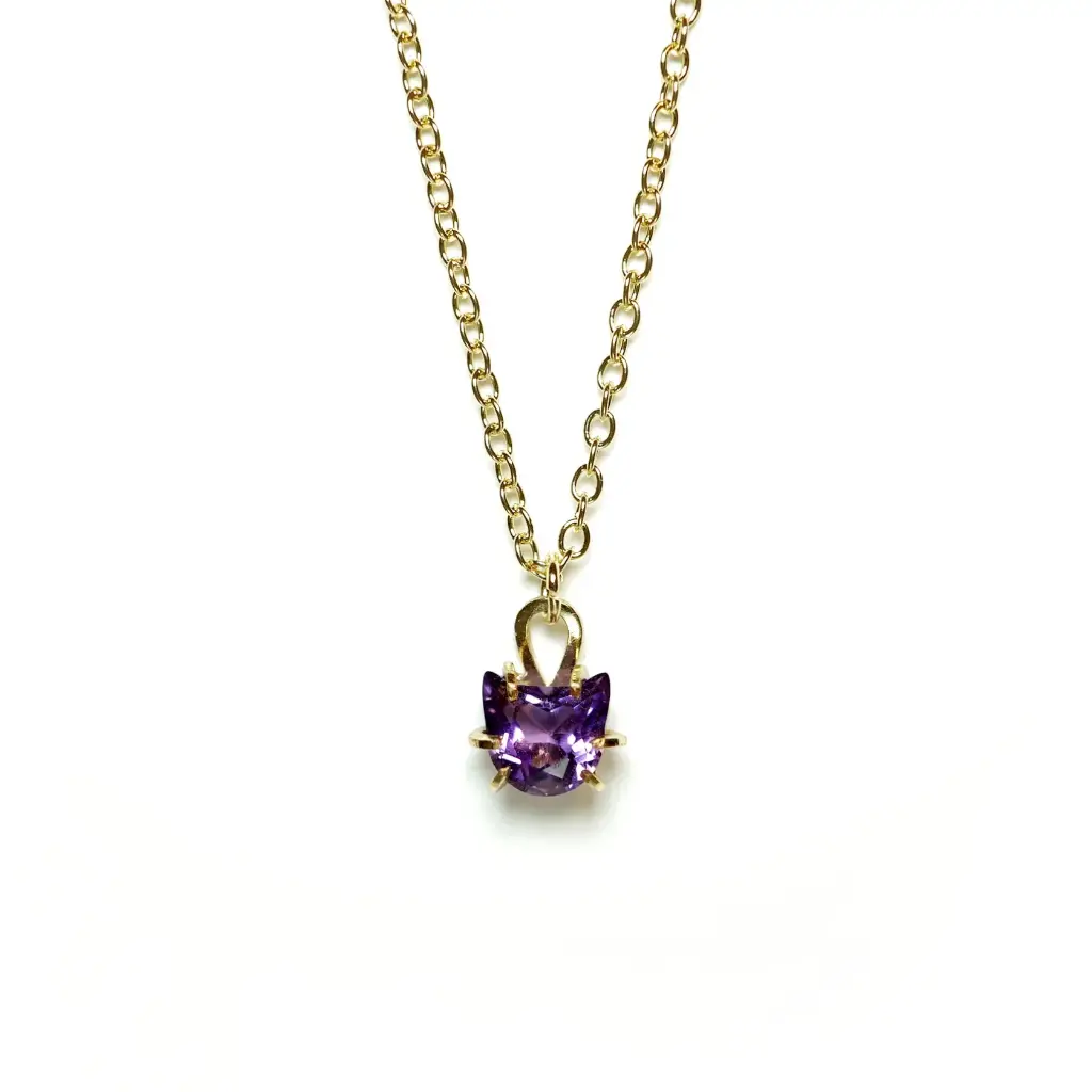 紫水晶貓形項鍊 Amethyst Cat Cut Necklace [AM2401]