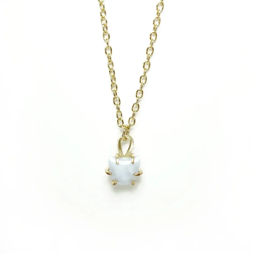 藍紋瑪瑙貓形項鍊 Blue Lace Agate Cat Cut Necklace [BL2401]