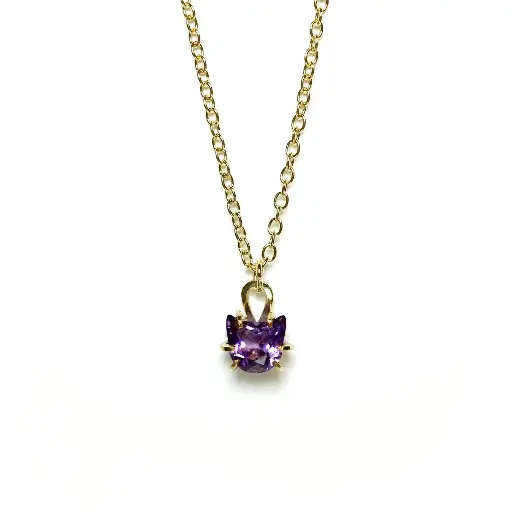 紫水晶貓形項鍊 Amethyst Cat Cut Necklace [AM2401]